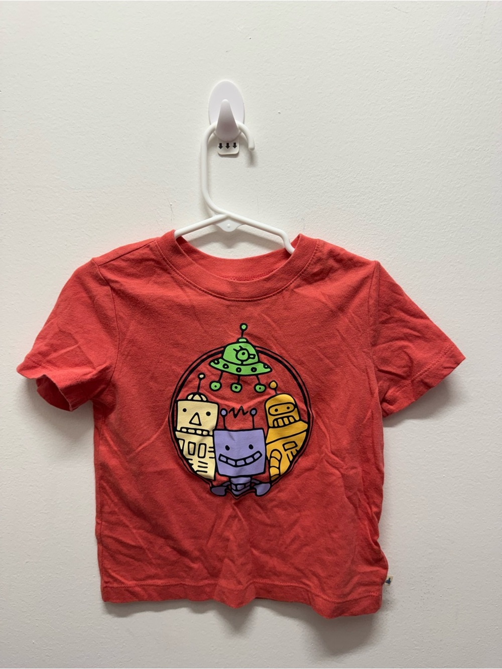 GAP Red Short Sleeve Tee with Colorful Robot Crew